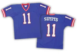 Authentic Phil Simms Men's New York Giants Blue Throwback Jersey - Mitchell and Ness