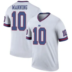 Legend Eli Manning Youth New York Giants White Color Rush Jersey - Nike