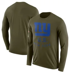 Legend Men's New York Giants Olive 2018 Salute to Service Sideline Performance Long Sleeve T-Shirt - Nike