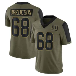 Limited Ben Bredeson Men's New York Giants Olive 2021 Salute To Service Jersey - Nike