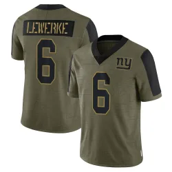 Limited Brian Lewerke Men's New York Giants Olive 2021 Salute To Service Jersey - Nike