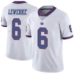 Limited Brian Lewerke Men's New York Giants White Color Rush Jersey - Nike