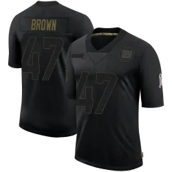 Limited Cam Brown Men's New York Giants Black 2020 Salute To Service Retired Jersey - Nike