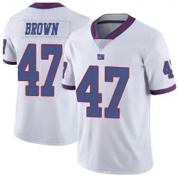 Limited Cam Brown Men's New York Giants White Color Rush Jersey - Nike