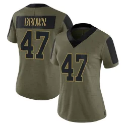 Limited Cam Brown Women's New York Giants Olive 2021 Salute To Service Jersey - Nike
