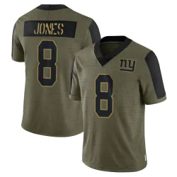 Limited Daniel Jones Men's New York Giants Olive 2021 Salute To Service Jersey - Nike