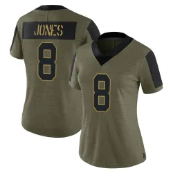 Limited Daniel Jones Women's New York Giants Olive 2021 Salute To Service Jersey - Nike