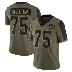 Limited Danny Shelton Men's New York Giants Olive 2021 Salute To Service Jersey - Nike