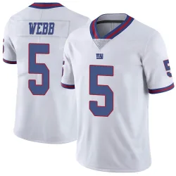 Limited Davis Webb Men's New York Giants White Color Rush Jersey - Nike