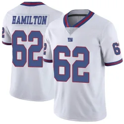 Limited Devery Hamilton Men's New York Giants White Color Rush Jersey - Nike