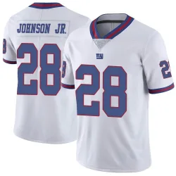 Limited Dwayne Johnson Jr. Youth New York Giants White Color Rush Jersey - Nike