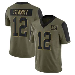 Limited Eddie Stanky Men's New York Giants Olive 2021 Salute To Service Jersey - Nike