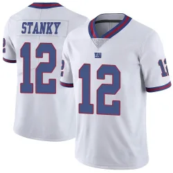 Limited Eddie Stanky Men's New York Giants White Color Rush Jersey - Nike