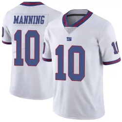 Limited Eli Manning Youth New York Giants White Color Rush Jersey - Nike