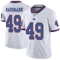 Limited Jake Hausmann Men's New York Giants White Color Rush Jersey - Nike