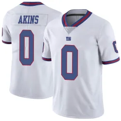 Limited Jordan Akins Men's New York Giants White Color Rush Jersey - Nike