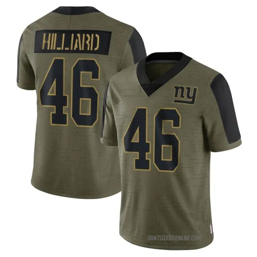 Limited Justin Hilliard Men's New York Giants Olive 2021 Salute To Service Jersey - Nike