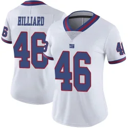 Limited Justin Hilliard Women's New York Giants White Color Rush Jersey - Nike