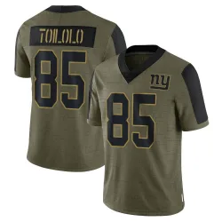 Limited Levine Toilolo Men's New York Giants Olive 2021 Salute To Service Jersey - Nike