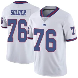Limited Nate Solder Men's New York Giants White Color Rush Jersey - Nike