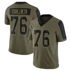 Limited Nate Solder Youth New York Giants Olive 2021 Salute To Service Jersey - Nike