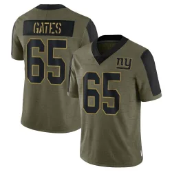 Limited Nick Gates Men's New York Giants Olive 2021 Salute To Service Jersey - Nike