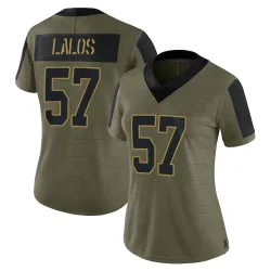 Limited Niko Lalos Women's New York Giants Olive 2021 Salute To Service Jersey - Nike