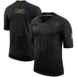 Limited Phil Simms Men's New York Giants Black 2020 Salute To Service Retired Jersey - Nike