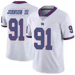Limited Raymond Johnson III Youth New York Giants White Color Rush Jersey - Nike