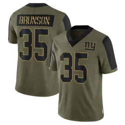 Limited TJ Brunson Men's New York Giants Olive 2021 Salute To Service Jersey - Nike